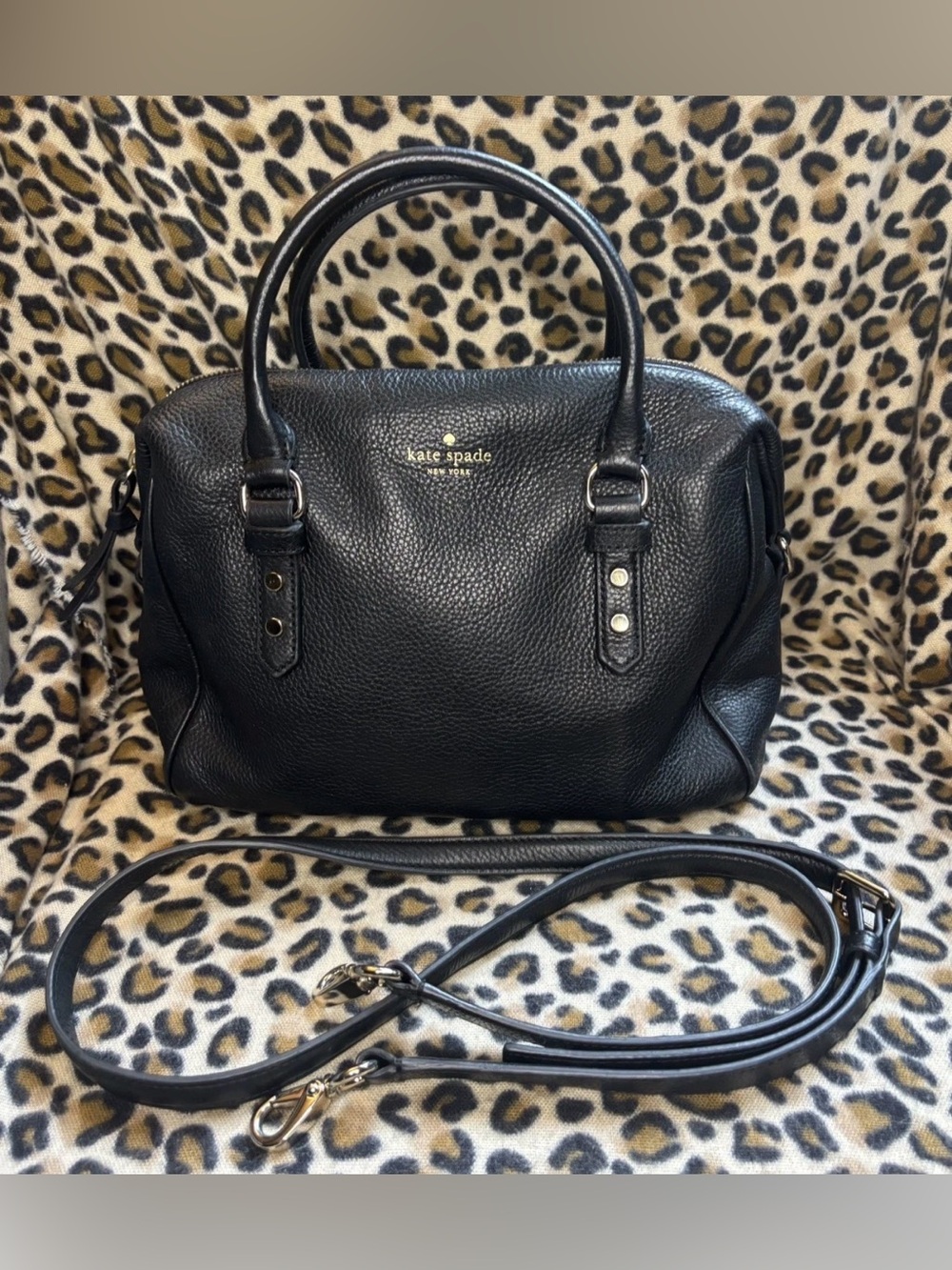 Kate Spade Julianne Mulberry Street Blk Pebbled Leather Satchel ♠️